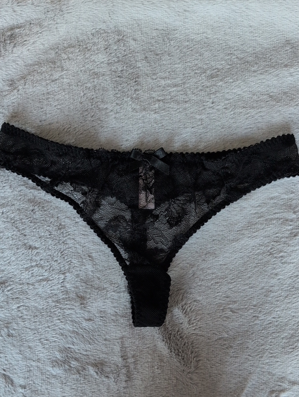 Agent Provocateur Black Sheer Lace Thong